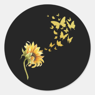 Sonnenblume Schmetterlinge Positivität Schmetterl Runder Aufkleber