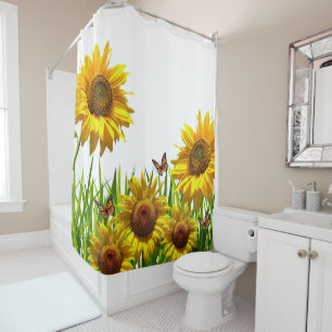 Sonnenblume Schmetterlingsdusche Vorhang