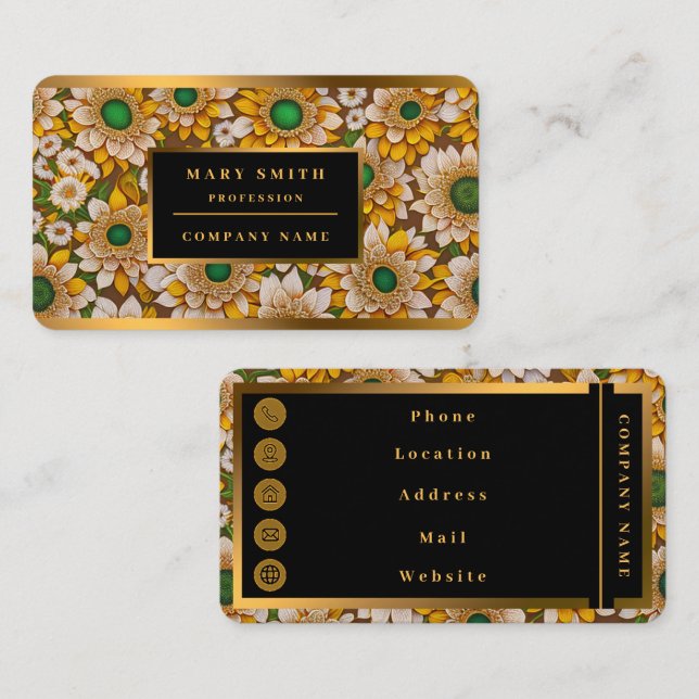 Sonnenblume Schöne Sammlung Visitenkarte (Vorne/Hinten)