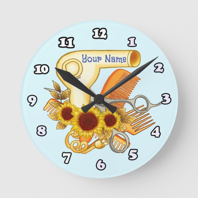 Sonnenblume Schönheitssalon Kosmetikuhr Runde Wanduhr (Vorderseite)