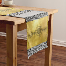 Sonnenblume Schwarz und Metallic Gold Tischläufer
