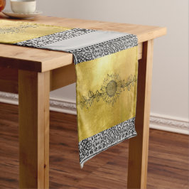 Sonnenblume Schwarz und Metallic Gold Tischläufer