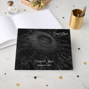 Sonnenblume Schwarz-Weiß-Blumenkunst Elegant Gästebuch