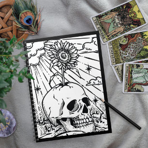 Sonnenblume Schwarz & Weiß Gothic Notizblock