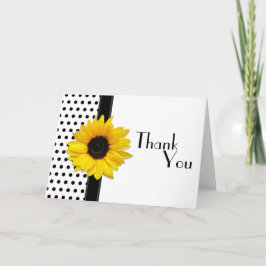 Sonnenblume Schwarz-weiß Polka Dot Hochzeit Vielen Dankeskarte