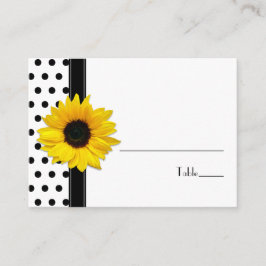 Sonnenblume Schwarz-weiß Polka Dot Wedding Platzka Platzkarte