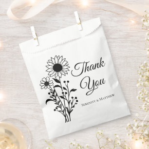 Sonnenblume Schwarz-weiße Blumenzehen Vielen Dank Geschenktütchen