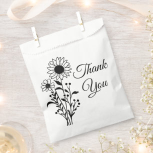 Sonnenblume Schwarz-weiße Blumenzehen Vielen Dank Geschenktütchen