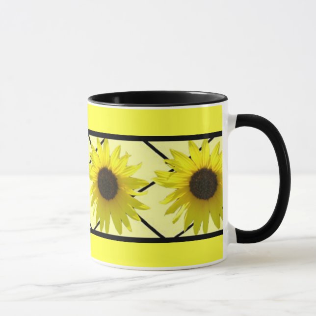 Sonnenblume schwarzes Triming Tasse (Rechts)