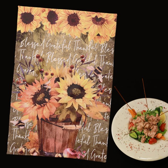 Sonnenblume Segnungen Dankbarkeit Erntedank Geschirrtuch (Von Creator hochgeladen)