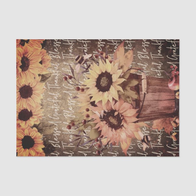 Sonnenblume Segnungen Dankbarkeit Erntedank Seidenpapier (Vorderseite)