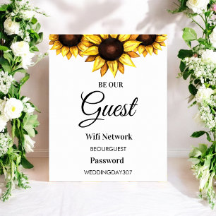 Sonnenblume – Sei unser Gast – WLAN – Hochzeitssch Poster