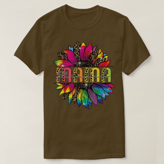 Sonnenblume Selig Mama Leopard T-Shirt Muttertag m (Design vorne)
