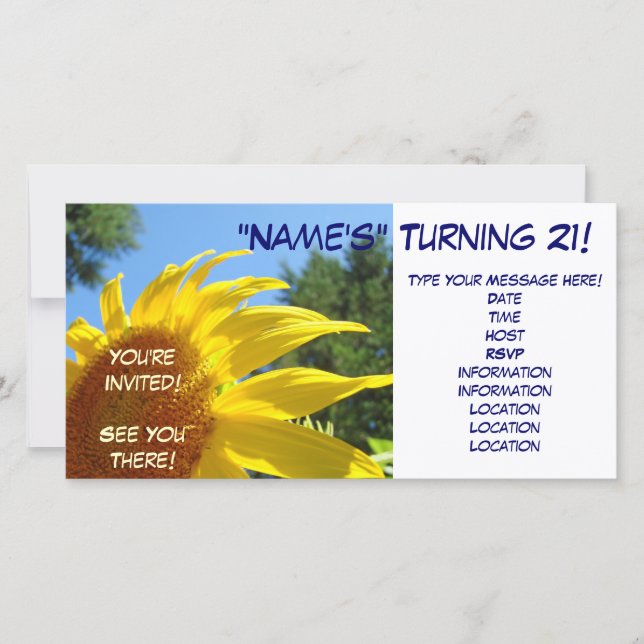 Sonnenblume Sie sind eingeladen! Einladungen Wende (Vorderseite)