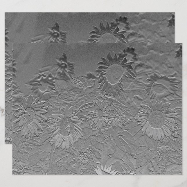 Sonnenblume Silver Grau Blumendesign Decoupage (Vorne/Hinten)