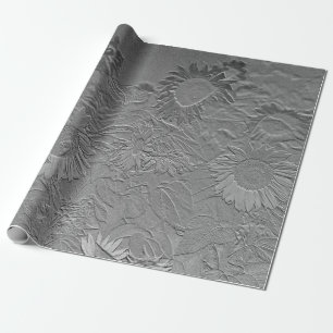 Sonnenblume Silver Grau Floral Design Decoupage Geschenkpapier