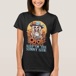 Sonnenblume Skeleton Cowgirl Behielt auf der Sonne T-Shirt