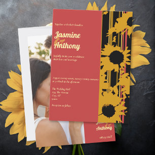 Sonnenblume Sommer Gold Rot Hochzeit Einladung