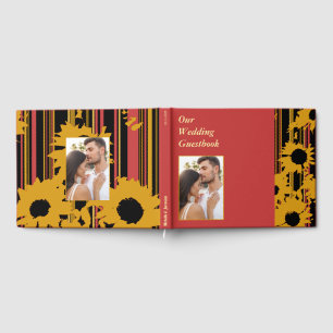 Sonnenblume Sommer Gold Rot Hochzeit Hardcover Fot Gästebuch