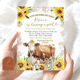 Sonnenblume Sommer Kuh Farm Girl Babydusche Einladung