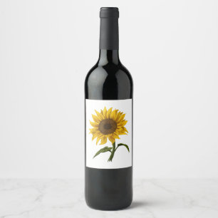 Sonnenblume Sonnenschein Blume Wasserfarben Weinetikett