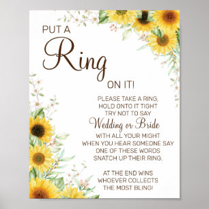 Sonnenblume steck einen Ring Brautparty-Spielschil Poster