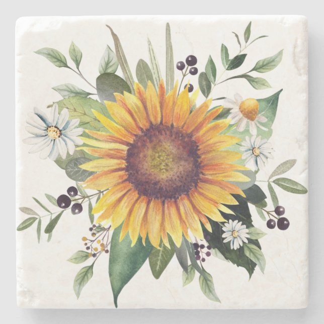 Sonnenblume Steinuntersetzer (Vorderseite)
