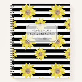 Sonnenblume Streifen B&B Ferienwohnung Gästebuch Notizbuch