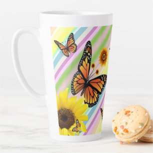 Sonnenblume Streifen Latte Tasse Butterfly Hummel