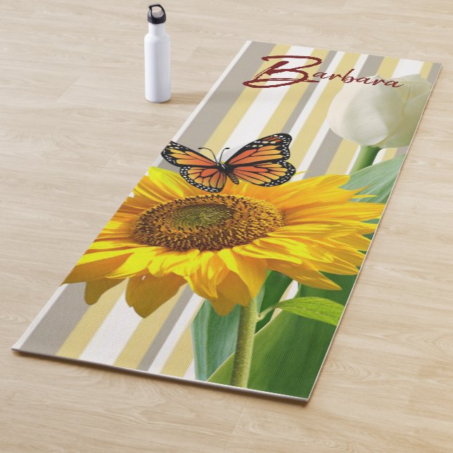 Sonnenblume Streifen Schmetterling Weißer Tulip Yo Yogamatte (Beispiel)