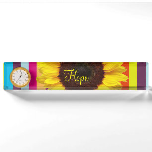 Sonnenblume Streifen Schreibtisch Namplate Namensplakette