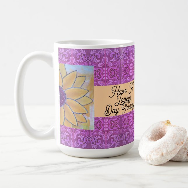 Sonnenblume Tag Kaffeetasse (Mit Donut)