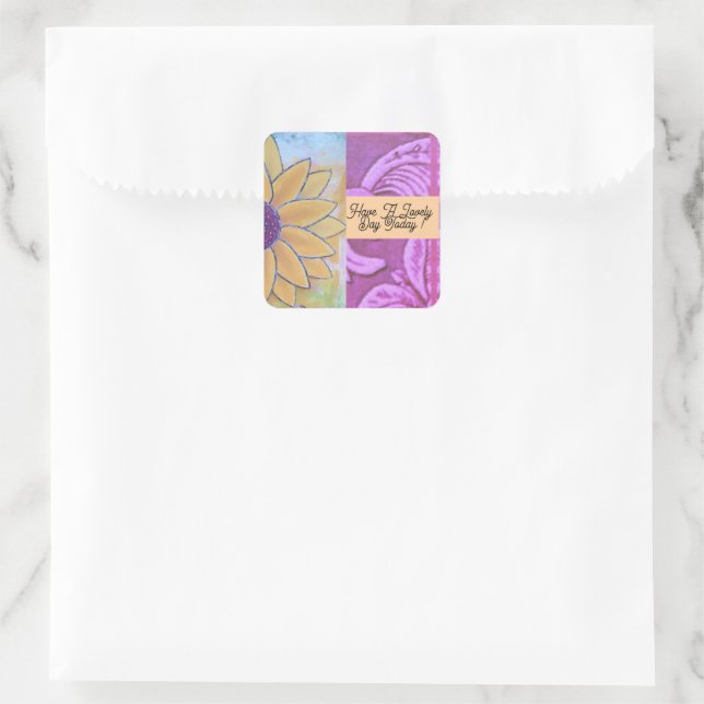 Sonnenblume Tag Quadratischer Aufkleber (Tasche)