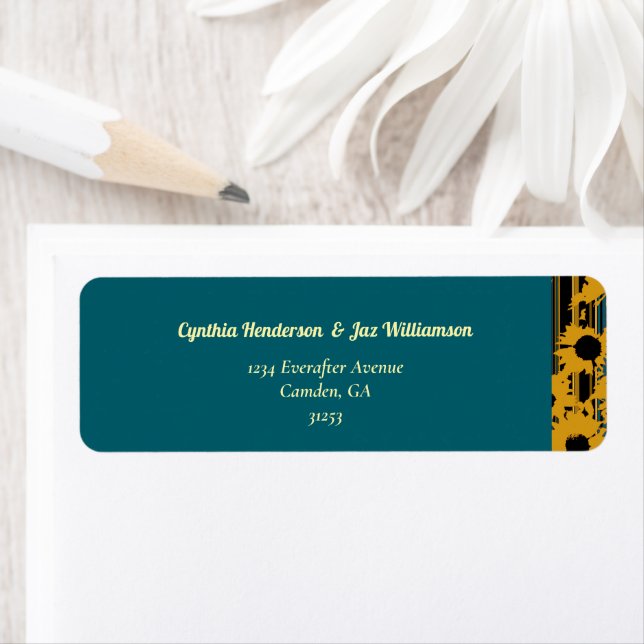 Sonnenblume Teal Blau Gold Moderne Hochzeit (Insitu)