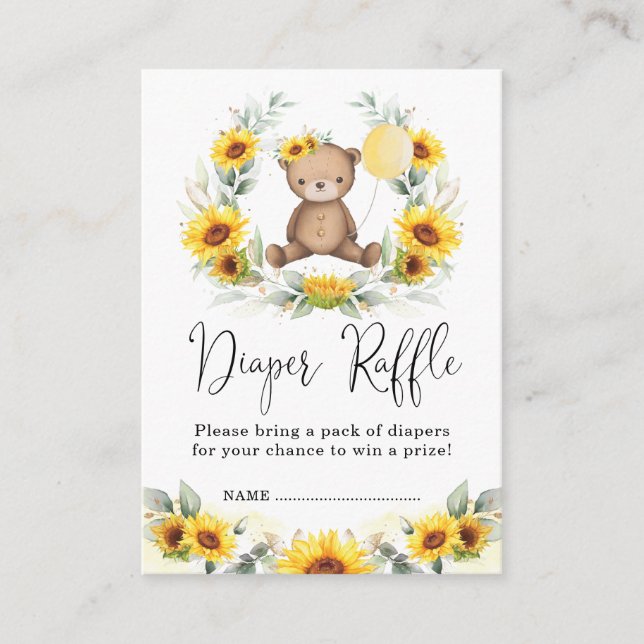 Sonnenblume Teddy Bär Blumenkraut Windelweinband Begleitkarte (Vorderseite)