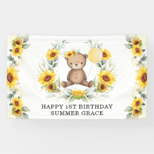 Sonnenblume Teddy Bär Gelber Ballon Glücklich Gebu Banner
