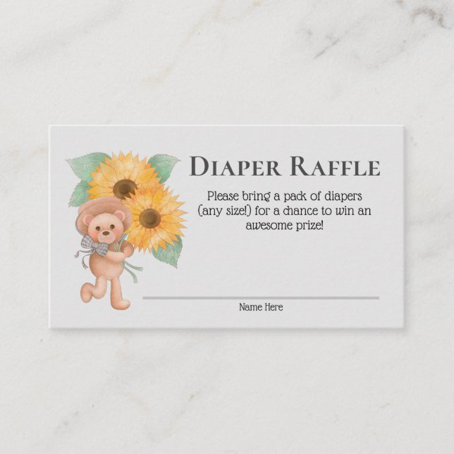 Sonnenblume Teddy Bear Babydusche Windelwanne Wind Begleitkarte (Vorderseite)
