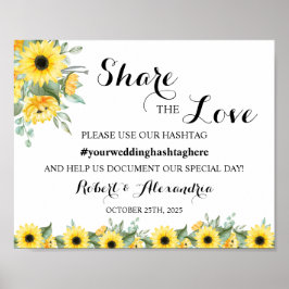 Sonnenblume teilen Liebe Social Media Hochzeitssym Poster