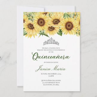 Sonnenblume Tiara Quinceañera Einladung