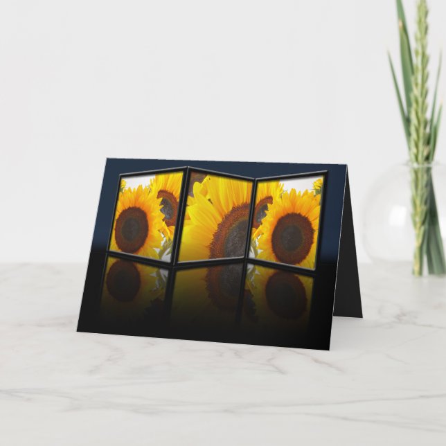 Sonnenblume Tryptych Karte (Vorderseite)