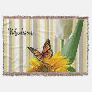 Sonnenblume Tulip Butterfly Throw Blanket Decke