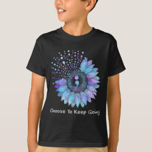 Sonnenblume Türkis Lila Band Suizidprävention Bek T-Shirt