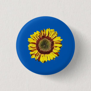 Sonnenblume Ukraine Nationales Symbol Blauer Hinte Button