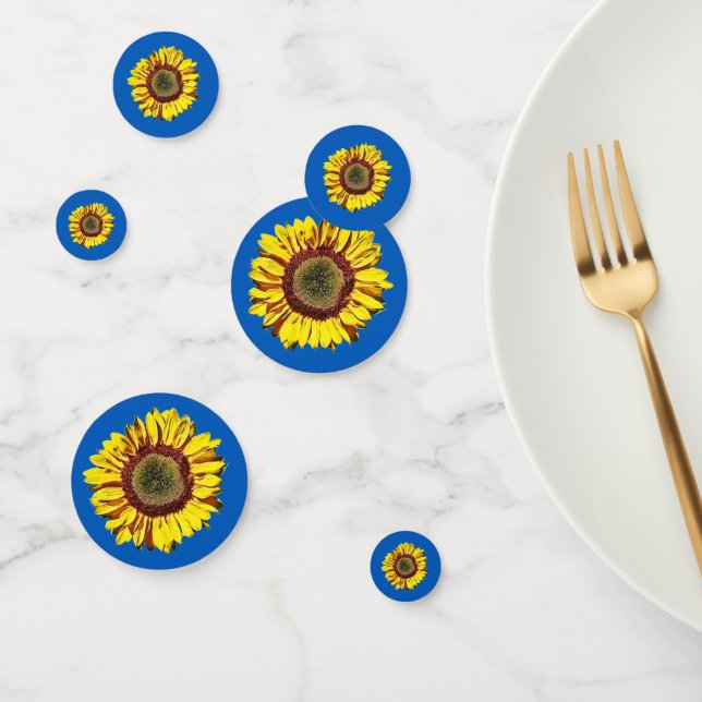 Sonnenblume Ukraine Nationales Symbol Blauer Hinte Konfetti (Gruppe)