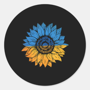 Sonnenblume Ukraine ukrainische Flagge steht mit d Runder Aufkleber