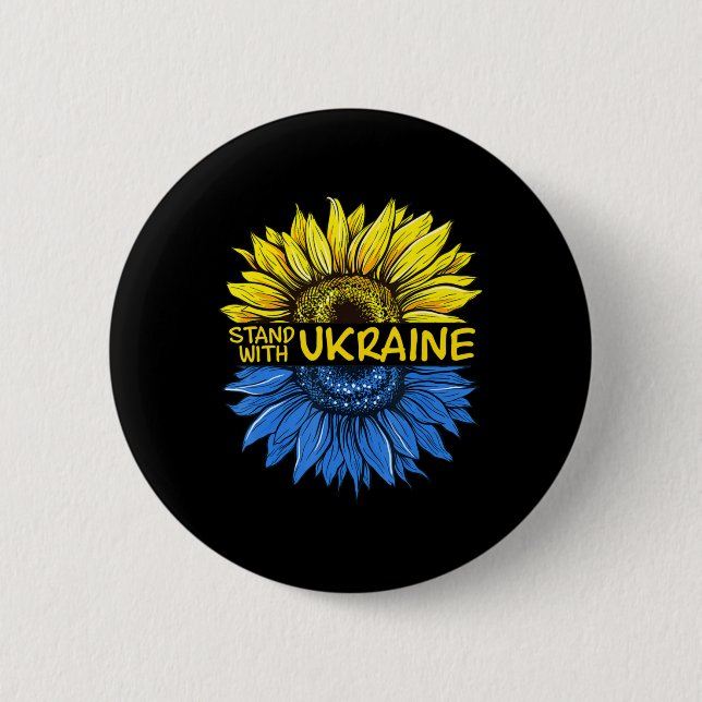 Sonnenblume Ukrainisch Ich stehe mit der Ukraine L Button (Vorderseite)
