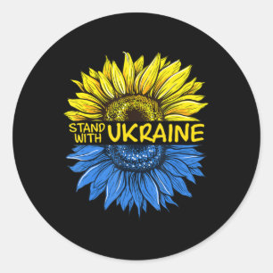 Sonnenblume Ukrainisch Ich stehe mit der Ukraine L Runder Aufkleber