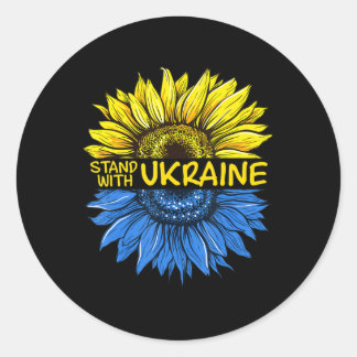 Sonnenblume Ukrainisch Ich stehe mit der Ukraine L Runder Aufkleber