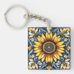 Sonnenblume Ukrainische Volkskunstmotive Schlüsselanhänger