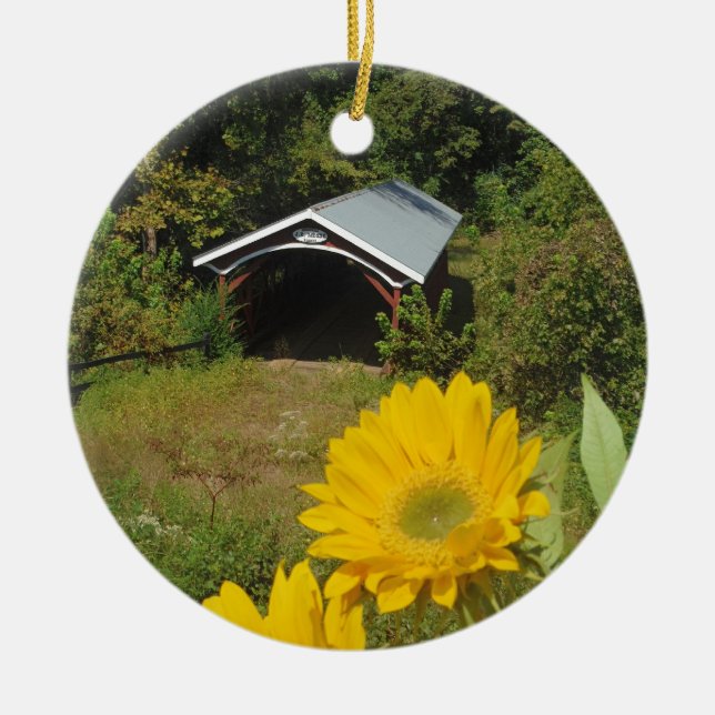 Sonnenblume- und Abdeckungsbrücke Keramikornament (Vorne)
